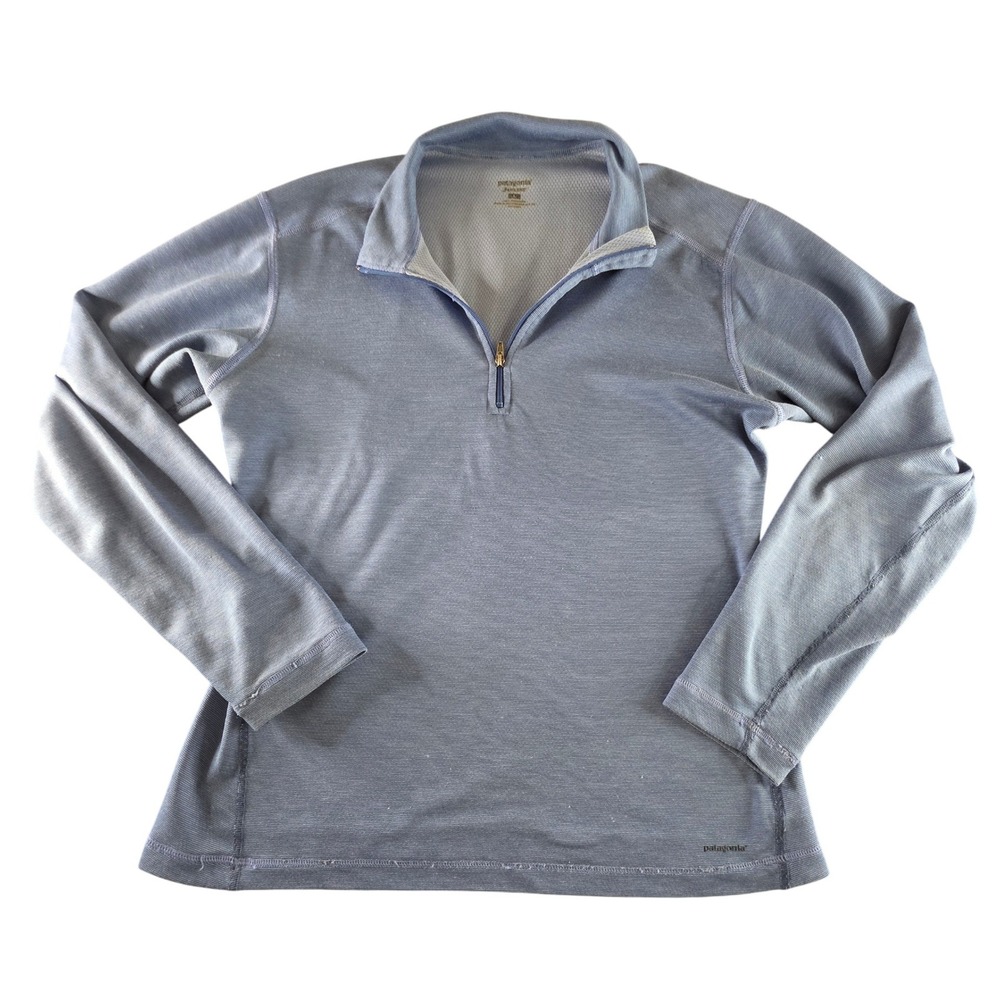 Patagonia Capilene Womens Large Blue Heather 1/4 Zip Pullover Base‎ Layer